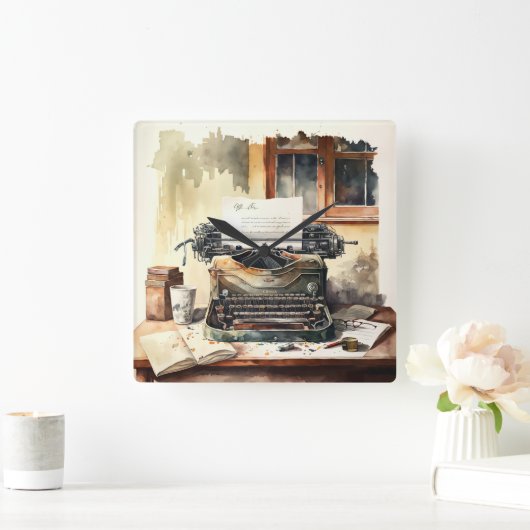 Typewriter Kantoor wandklok (Huis)