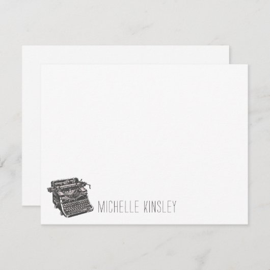 Typewriter Keyboard Writer Retro Grey  Notitiekaartje (Voorkant / Achterkant)