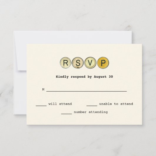 Typewriter Keys Bruiloft RSVP (Voorkant)