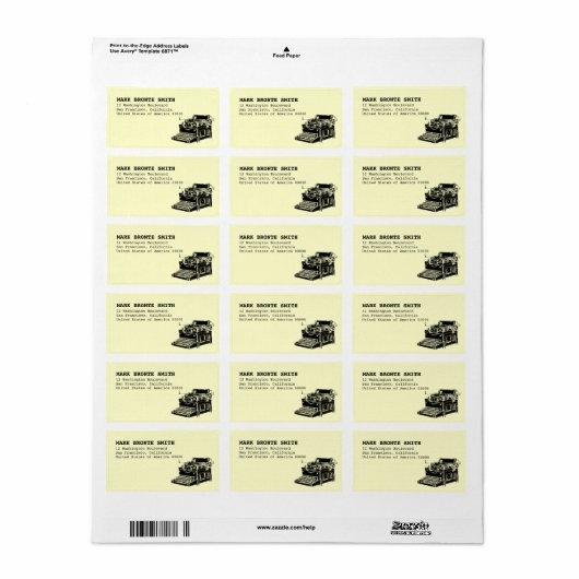  Typewriter Label Adres (Full Sheet)