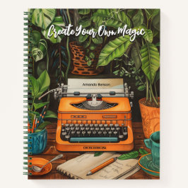  Typewriter met Planten & Koffiecitaten Notitieboek