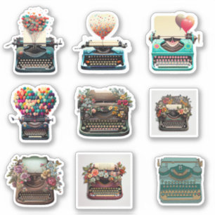 TYPEWRITER MET STROMEN VOOR HET SCHRAPBOOKEN STICKER