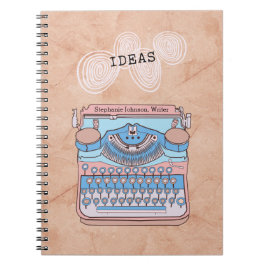  Typewriter met wervelende schrijversideeën Notitieboek