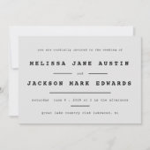 Typewriter Minimalisme Stone Grey Wedding Kaart (Voorkant)