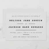 Typewriter Minimalisme Stone Grey Wedding Kaart (Voorkant / Achterkant)