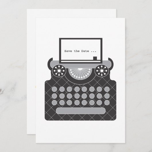 Typewriter Opslaan Datum Save The Date (Voorkant / Achterkant)