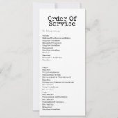 Typewriter Orde van de Dienst Bruiloft Kaart (Voorkant)