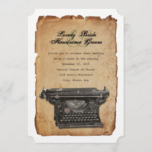 Typewriter perkament bruiloft uitnodiging