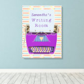 Typewriter Schrijfkamer Auteur Aangepaste naam Paa Canvas Afdruk (Insitu (Houten vloer))