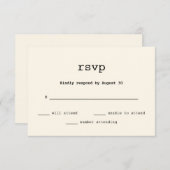  Typewriter Tekst Bruiloft RSVP (Voorkant / Achterkant)