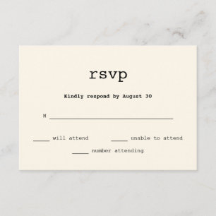  Typewriter Tekst Bruiloft RSVP Kaartje