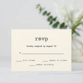  Typewriter Tekst Bruiloft RSVP Kaartje (Staand voorkant)