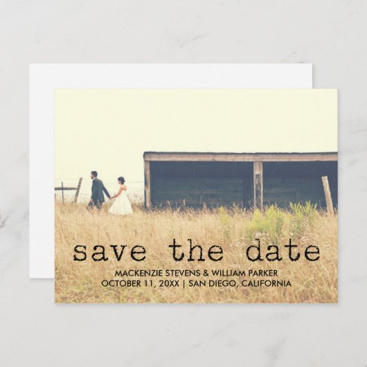  Typewriter Tekstfoto De datum opslaan Aankondigingskaart (Voorkant / Achterkant)