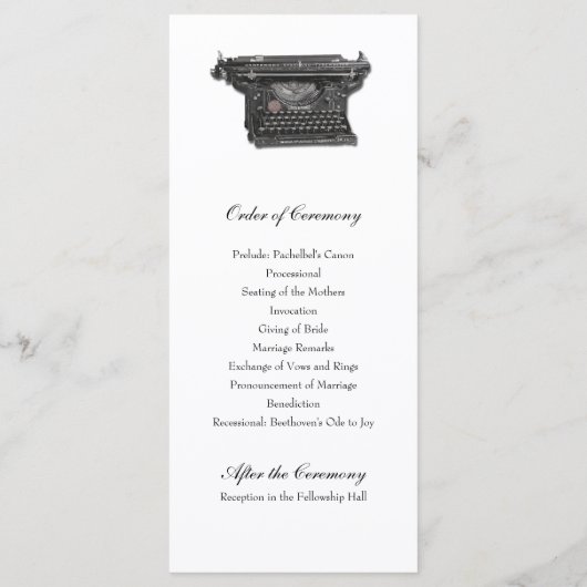 Typewriter Trouwprogramma Programmakaart (Achterkant)