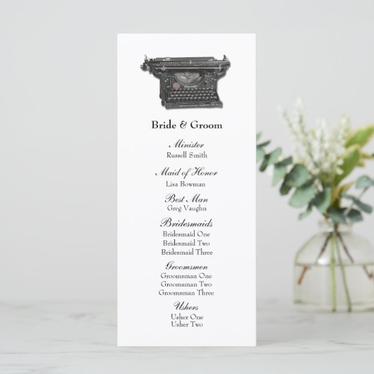  Typewriter Trouwprogramma Programmakaart (Staand voorkant)