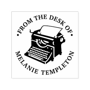 Typewriter "Van het bureau van" Naam Rond Zelfinktende Stempel