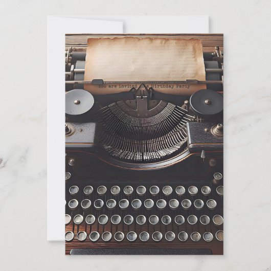  Typewriter Verjaardagsfeest Kaart (Voorkant)