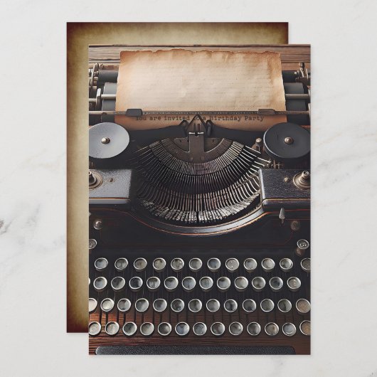  Typewriter Verjaardagsfeest Kaart (Voorkant / Achterkant)