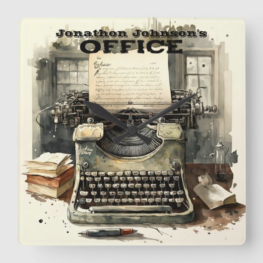 Typewriter wandklok (Voorkant)