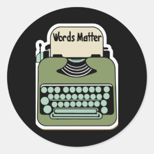 Typewriter woorden Retro Design Ronde Sticker