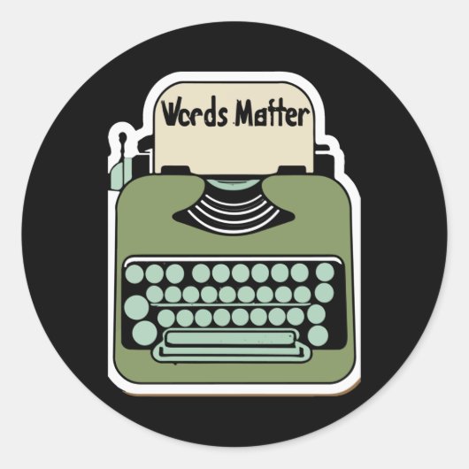  Typewriter woorden Retro Design Ronde Sticker (Voorkant)