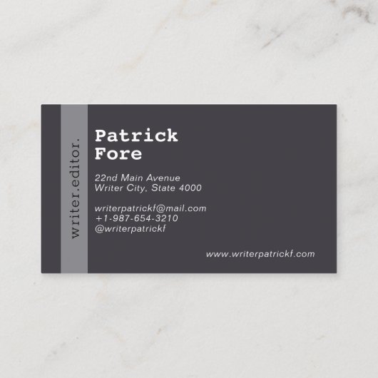  Typewriter Writer Editor Visitekaartje (Achterkant)