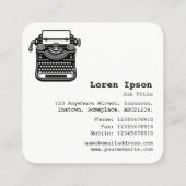 Typewriter - Zwart op wit Vierkante Visitekaartje (Achterkant)