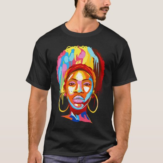 Typisch Afrikaans hoofddeksel stijl meisje BHM T-shirt (Voorkant)