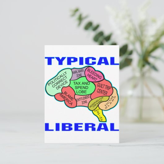 Typisch liberaal-socialistische brein briefkaart (Staand voorkant)