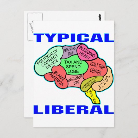Typisch liberaal-socialistische brein briefkaart (Voorkant / Achterkant)