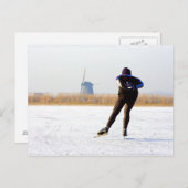 Typisch nederig: ijsschaatsen op een bevroren meer briefkaart (Voorkant / Achterkant)