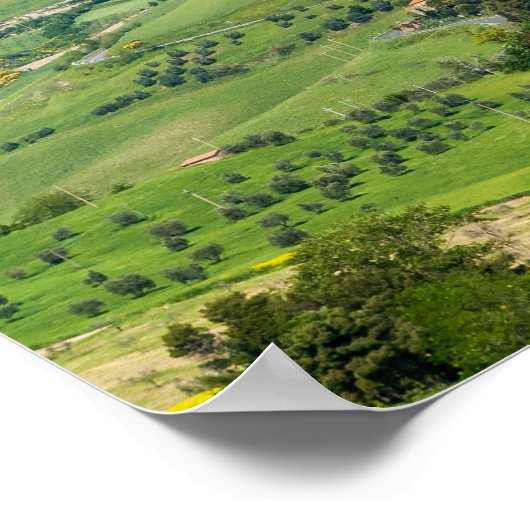 Typisch Toscaans landschap met heuvels - Italië Poster (Hoek)