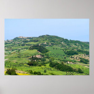 Typisch Toscaans landschap met heuvels - Italië Poster