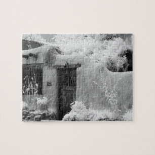 Typische adobe deur en ingang in Santa Fe, New Legpuzzel