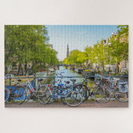 Typische Amsterdam scene met fietsen en kanalen Legpuzzel