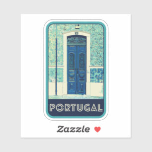 Typische deur- en tegels, illustratie Portugal Sticker
