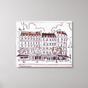 Typische Haussmann   Boulevard Montparnasse, Parij Canvas Afdruk