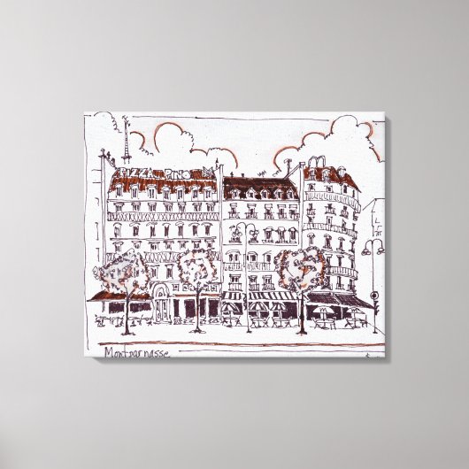 Typische Haussmann | Boulevard Montparnasse, Parij Canvas Afdruk (Voorkant)