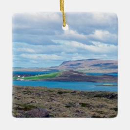 Typische IJslandse ochtendkroon met boerderijen Keramisch Ornament