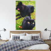 Typische kat en hond capriolen canvas afdruk (Insitu (Slaapkamer))