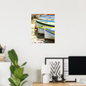 Typische Provençaalse vissersboten geschilderd in Poster (Thuiskantoor)