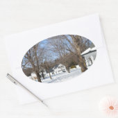 Typische stad Vermont in de winter Ovale Sticker (Envelop)