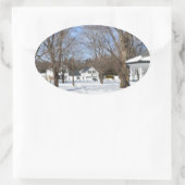 Typische stad Vermont in de winter Ovale Sticker (Tas)
