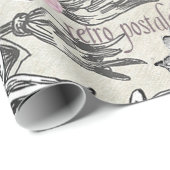 typische zwarte roze florale Parijs Eiffeltoren Cadeaupapier (Rol Hoek)