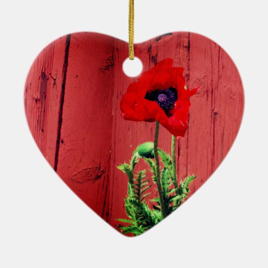 Typische Zweedse Falun rode kleur Keramisch Ornament (Achterkant)