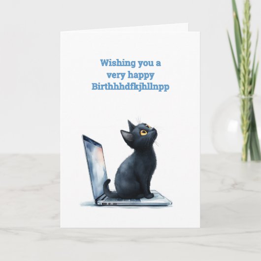 Typo Kitty Verjaardag Kaart (Voorkant)