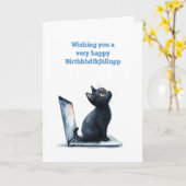 Typo Kitty Verjaardag Kaart (Gele Bloem)