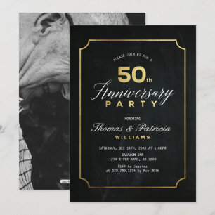 Typografen Gold 50th Wedding Jubileum Invitation Kaart