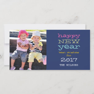 Typografie 2017 Happy New Year Holiday-fotokaart Feestdagenkaart