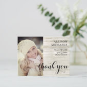 Typografie 2024 Wood Look Afstuderen Dank u Briefkaart (Staand voorkant)